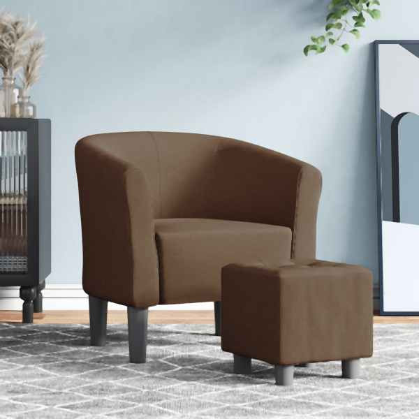 vidaXL Clubsessel mit Fußhocker Braun Stoff, Füllung: Schaumstoff, 356435