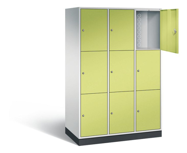 C+P XL-Schließfachschrank Intro, H1950xB1220xT590mm, Farbe: Lichtgrau / Viridingrün, 8370-303 S10086