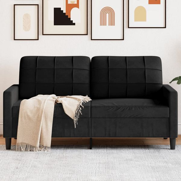 vidaXL 2-Sitzer-Sofa Schwarz 140 cm Samt, Füllung: Schaumstoff, 4007629