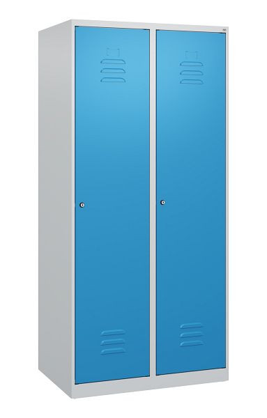 C+P Umkleidespind Classic PLUS mit Mitteltrennwand, 2 Abteile, 1700x800x500mm, 7035/5012, Zylinderschlösser, 0800007-22F S10017
