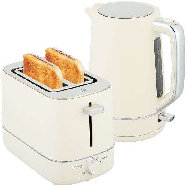 HOMCOM Set aus 1,7 l Wasserkocher und Toaster mit 6 Bräunungsstufen, Beige, 800-232V90BG