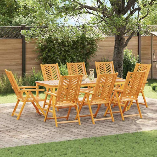 vidaXL Garten Essgruppe, 9er Set, Braun 200 x 90 x 74 cm Akazie Massivholz, 3154126