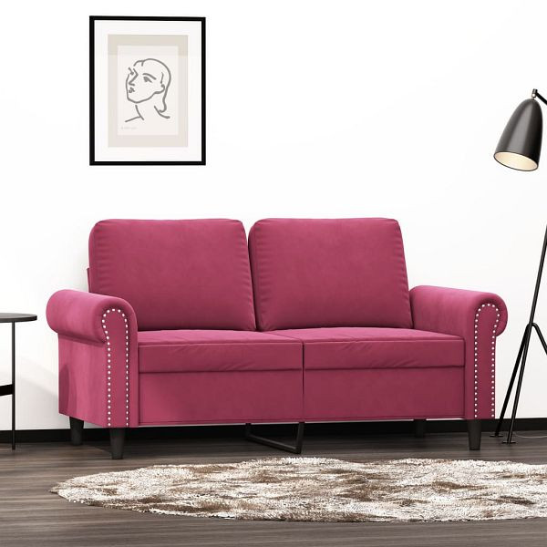 vidaXL 2-Sitzer-Sofa Weinrot 120 cm Samt, Top-Qualität, 359523