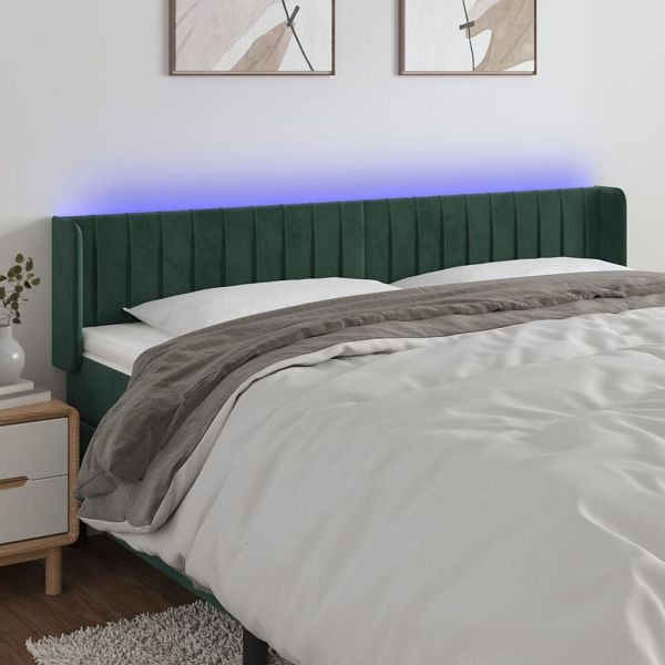 vidaXL LED Kopfteil Dunkelgrün 203x16x78/88 cm Samt, 3123543