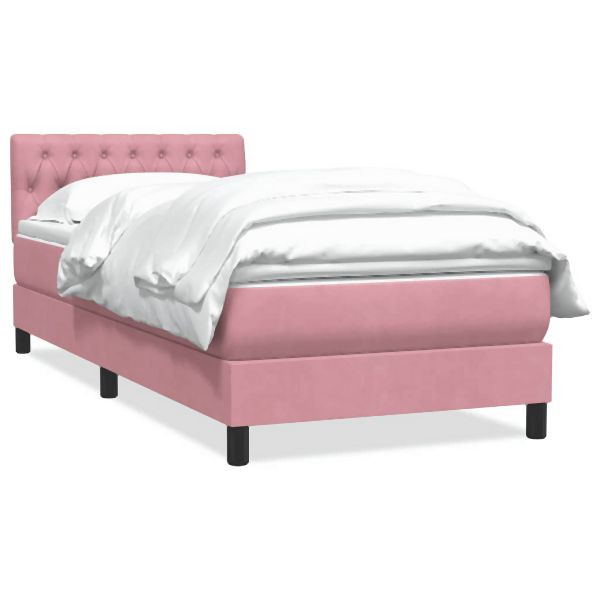 vidaXL Boxspringbett mit Matratze Rosa 90x220 cm Samt, 3316532