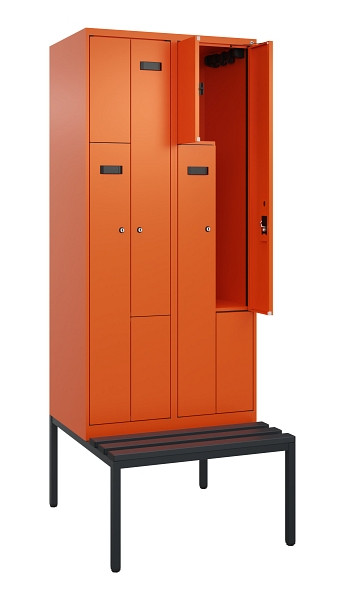 C+P Z-Spind Evolo PLUS, Bank, 4 Fächer, 2120x800x815mm, 2004/2004, Zylinderschloss, Sitzfläche Kunststoff, Sitzbank, 0490537-224 S10104