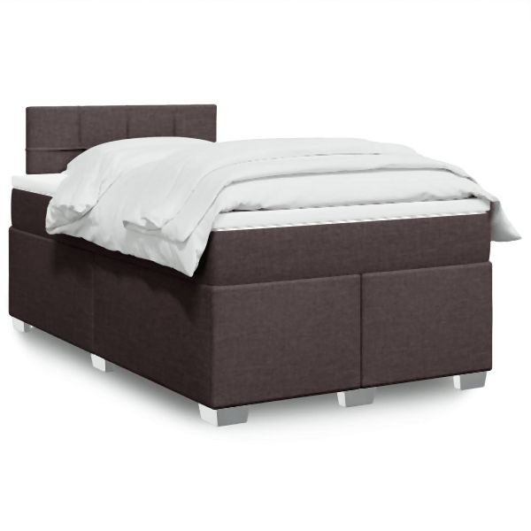 vidaXL Boxspringbett mit Matratze Dunkelbraun 120x200 cm Stoff, 3288158
