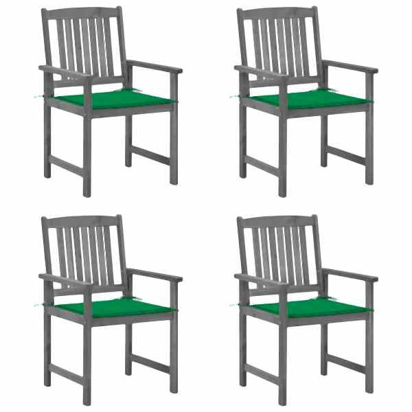 vidaXL Gartenstühle mit Kissen 4 Stück Grau Massivholz Akazie, 3061232