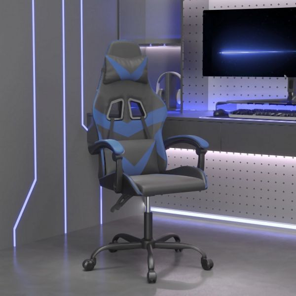vidaXL Gaming-Stuhl Schwarz und Blau Kunstleder, 3143842