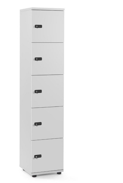 Deskin Schließfachschrank OFFICE-LINE mit 5 Fächern, Lichtgrau, 400 x 420 x 1890 mm, 290023