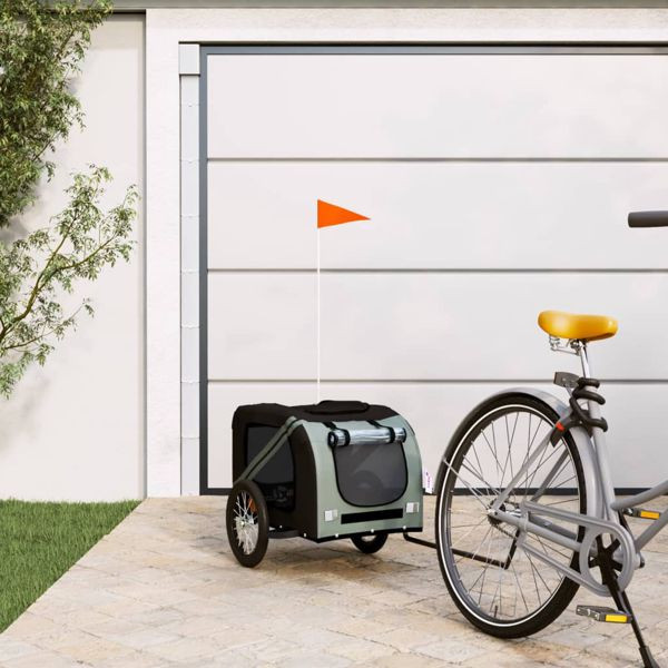 vidaXL Fahrradanhänger Hunde Schwarz und Grau Oxford-Gewebe und Eisen, 93874