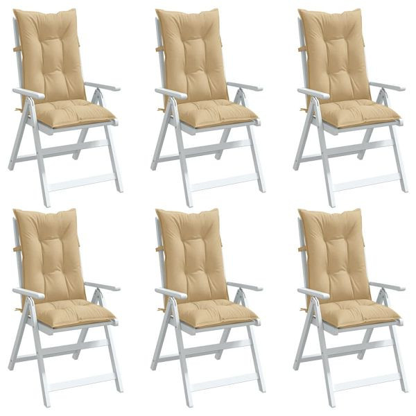 vidaXL Hochlehner-Auflagen 6 Stück Melange Beige 120x50x7 cm Stoff, 4002357