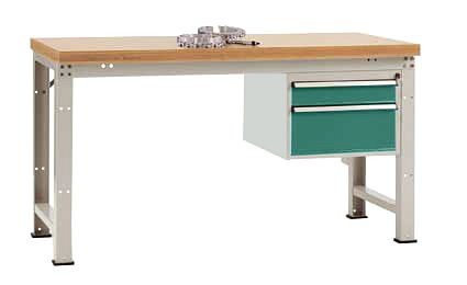 Manuflex Komplett-Werkbank Grund PROFI Standard mit Multiplex-Platte, BxTxH = 2000 x 700 x 840 mm, Graugrün, TP5664.0001