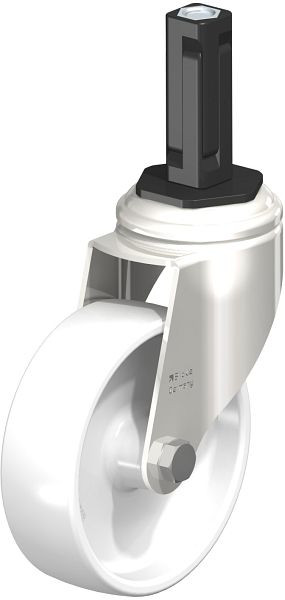 Blickle LKRXA-PO 101G-11-EXV12 Edelstahl-Apparate-Lenkrolle mit Expander, Polyamid, Weiß, 845652