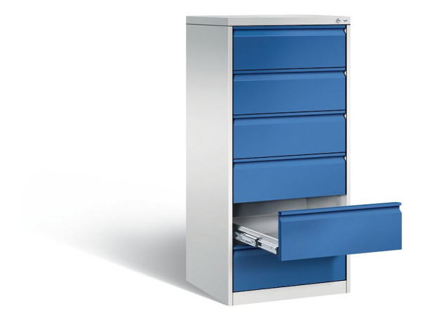C+P Karteischrank Acurado, H1357xB553xT590mm, Farbe: Lichtgrau / Enzianblau, Griffleiste, 12736-322 S10025