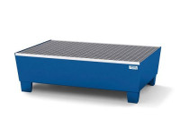 Produktbild von DENIOS Auffangwanne classic-line für 2 Fässer, Stahl blau lackiert, Füße und Gitterrost, B 1236, 259308 DENIOS Auffangwanne classic-line für 2 Fässer, Stahl blau lackiert, Füße und Gitterrost, B 1236, 259308