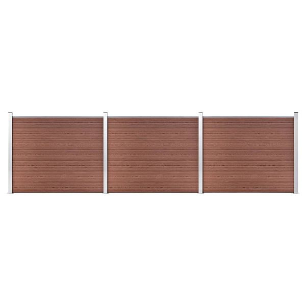 vidaXL Zaunelement Set WPC 526x146 cm Braun, Holz-Kunststoff-Verbund, 3070452