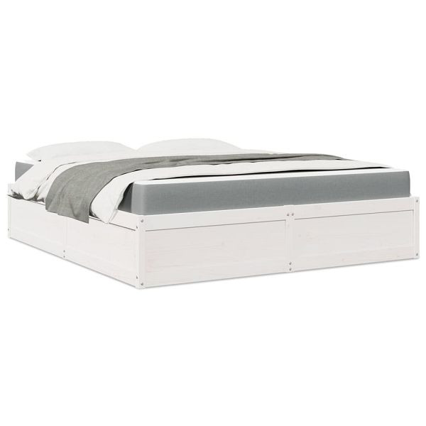 vidaXL Bett mit Matratze Weiß 180x200 cm Massivholz Kiefer, 3281926