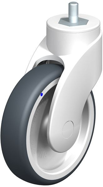Blickle LWKX-TPA 126G-GSX10 Kunststoff-Lenkrolle WAVE, rostfrei, mit Gewindestift, Thermoplastisches Gummi-Elastomer, Grau, 743702