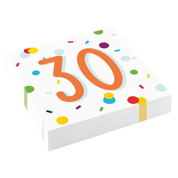 AMSCAN Motivserviette 33x33 Geburtstag Zahl 30, 20 Stück, 9906762