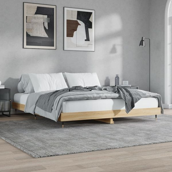 vidaXL Bettgestell Sonoma-Eiche 160x200 cm Holzwerkstoff, 832128