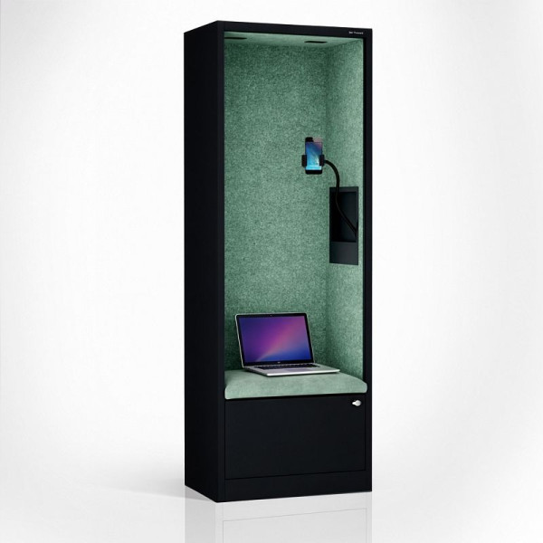 Jan Nowak Schrank mit Sitzfläche und Ruhezone SALLY MentalBox 1850 x 600 x 400 mm, Schwarz, Grün, 2063