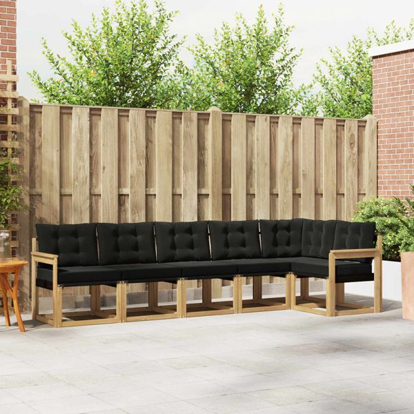 vidaXL Outdoor-Sofagarnitur mit Kissen 6-teilig Weiß und Schwarz, 3389518