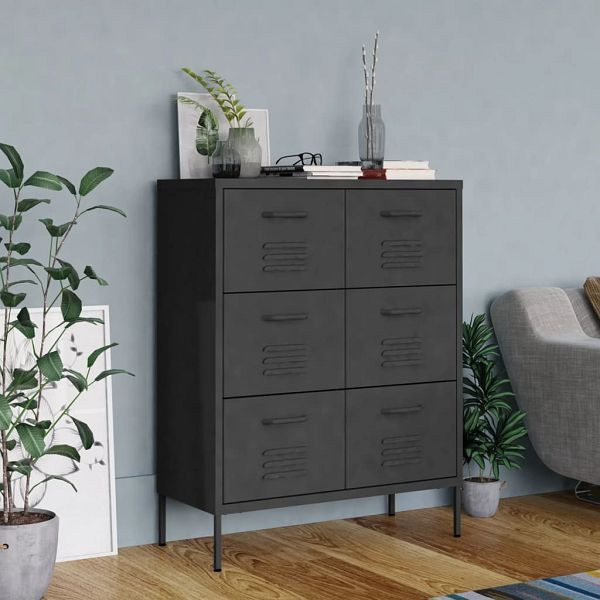 vidaXL Schubladenschrank Anthrazit 80x35x101,5 cm Stahl, 336150