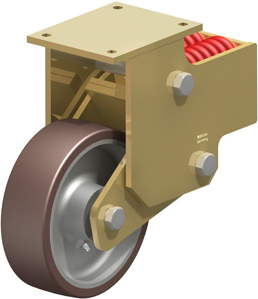 Blickle BSFN-GB 252K-F30 Stahlgeschweißte Schwerlast-Bockrolle mit Stahlfeder, Blickle Besthane®, Braun, 755408