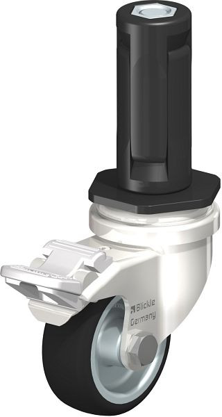 Blickle LRXA-PATH 50G-FI-EXR03 Edelstahl-Apparate-Lenkrolle mit Expander & Feststeller, Thermoplastisches Polyurethan, Grau, 853311
