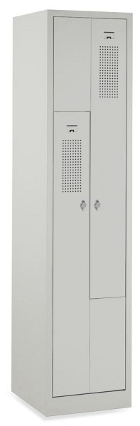 Deskin Z-Garderoben-Stahlspind mit Lüftungslöchern, Korpus Lichtgrau RAL 7035, Türen Lichtgrau RAL 7035, B 410 x H 1800 x T 500 mm, 269210