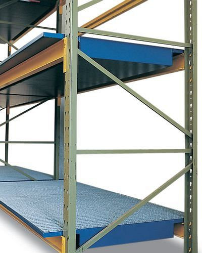 DENIOS Regalwanne SRW 27.11 aus Stahl, lackiert, verzinkter Gitterrost, für Regale mit Fachbreite 2700 mm, 115111