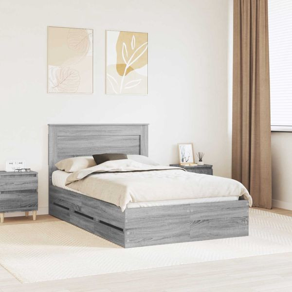 vidaXL Bettrahmen Graues Sonoma 120 x 190 cm Ingenieurs Holz, 3410191