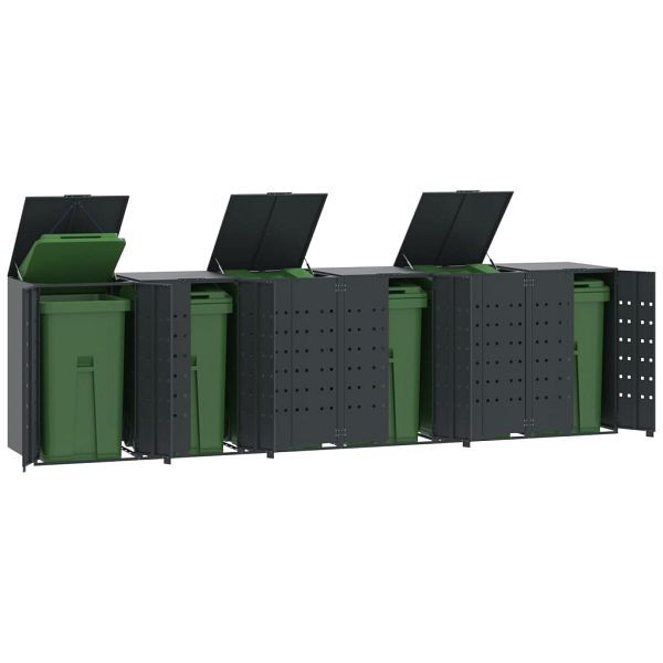 vidaXL Mülltonnenbox für 6 Tonnen Anthrazit 414x79x117 cm Stahl, 3279986