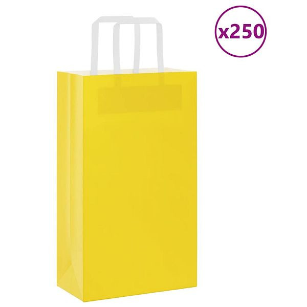 vidaXL Papiertragetaschen 250 Stk. mit Henkeln Gelb 21x11x36 cm, 4102009