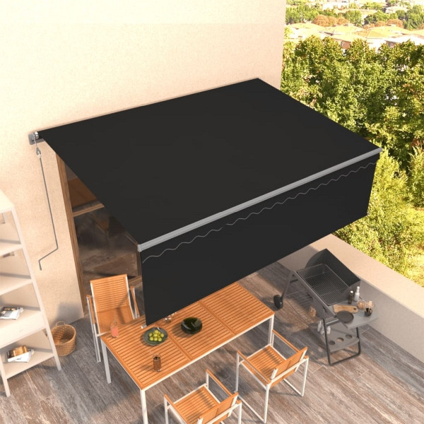vidaXL Markise Automatisch Einziehbar mit Volant 4x3 m Anthrazit, 3069429