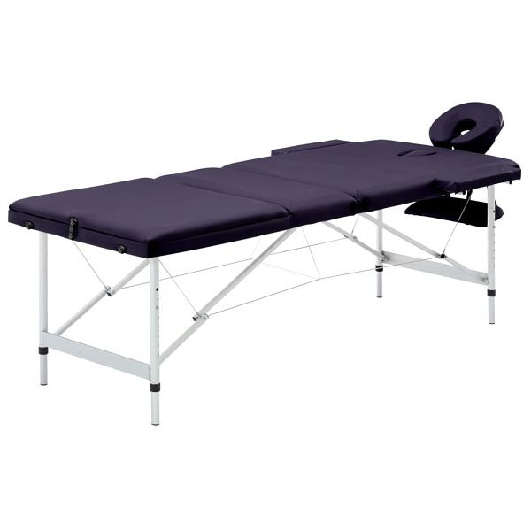 vidaXL Massageliege Klappbar 3-Zonen mit Aluminiumgestell Lila, 110198