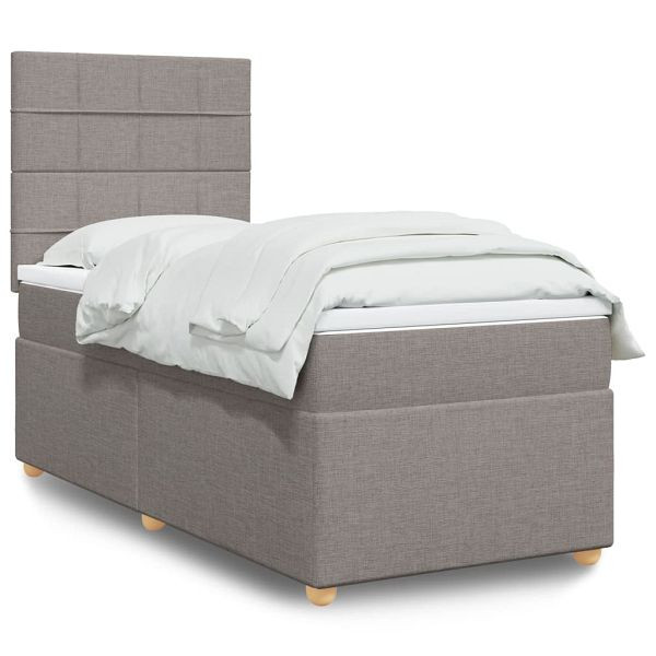 vidaXL Boxspringbett mit Matratze Taupe 90x190 cm Stoff, 3291139
