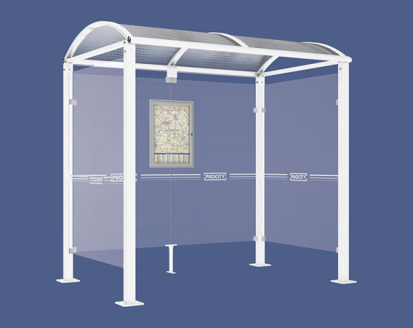 Procity Wartehalle Vierkantrohr - 2 Seitenverkleidungen, Farbe RAL 9010, Maße: Breite 2500 x Höhe 2560 x Tiefe 1600 mm, 529318.9010