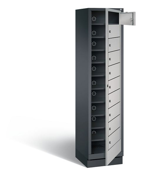 C+P Wäsche-Ausgabeschrank Evolo, H1800xB420xT500mm, Farbe: Schwarzgrau / Weißaluminium, 48160-110 S10063