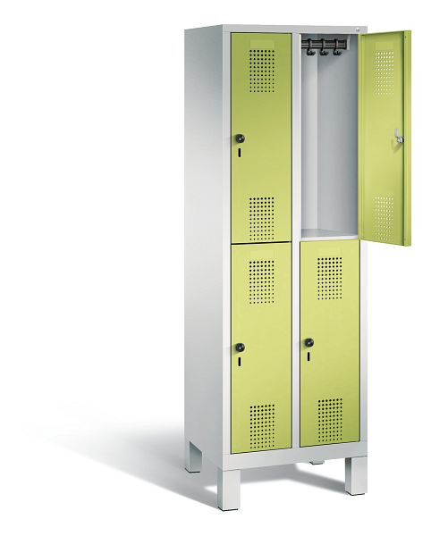 C+P Spind doppelstöckig Evolo, H1850xB610xT500mm, Farbe: Lichtgrau / Viridingrün, 48310-20 S10236