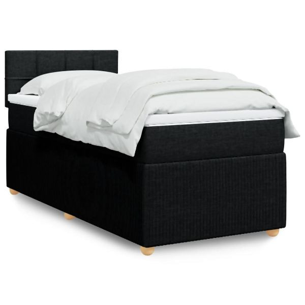 vidaXL Boxspringbett mit Matratze Schwarz 90x190 cm Stoff, 3289613