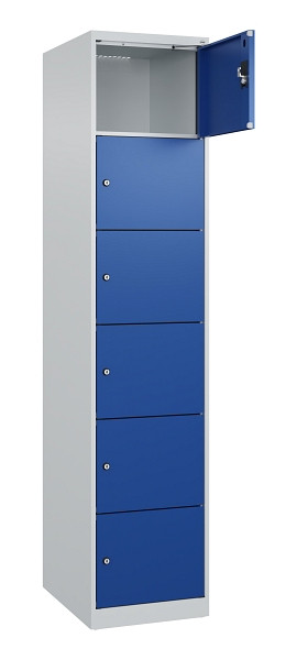 C+P Schließfachschrank Evolo PLUS, 6 Fächer, 1850x400x500mm, 7035/5010, 049000-126 S10006