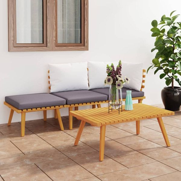 vidaXL 4-teilig Garten-Lounge-Set mit Kissen Massivholz Akazie, 3087030