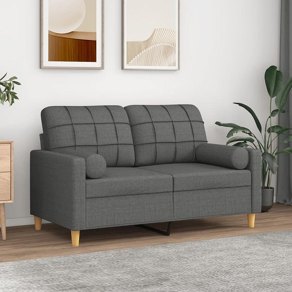 vidaXL 2-Sitzer-Sofa mit Zierkissen Dunkelgrau 120 cm Stoff, 3200775