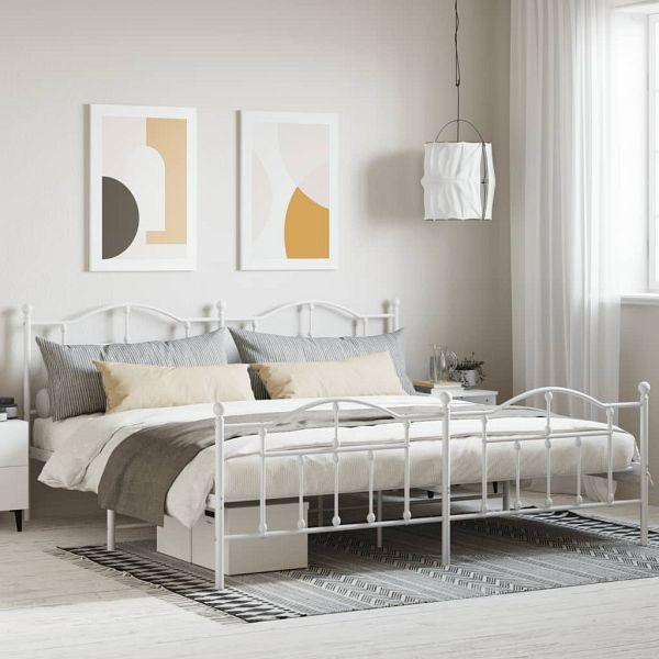 vidaXL Bettgestell mit Kopf- und Fußteil Metall Weiß 200x200 cm, 353513