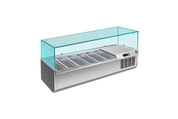 A&S Polarny Pizzakühlaufsatz mit Glasaufsatz 6x 1/4 GN, 1400x335x460 mm, PAK1400/330