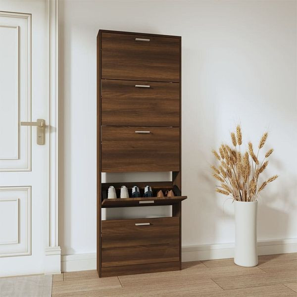 vidaXL Schuhschrank Braun Eichen-Optik 59x17x169 cm Holzwerkstoff, 342517
