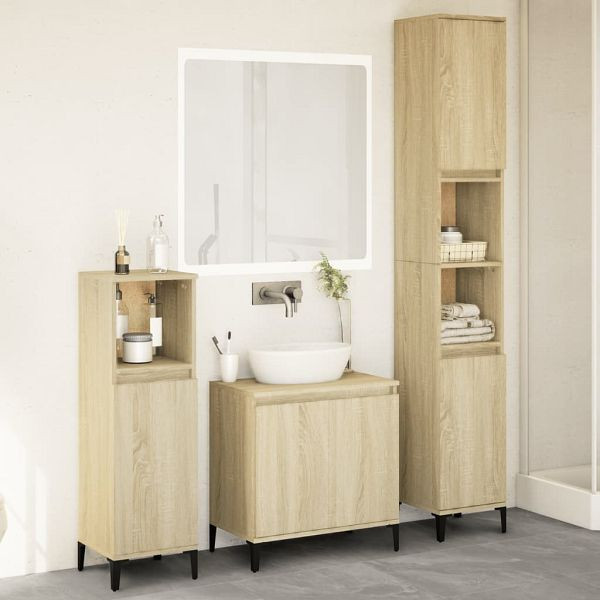 vidaXL 3-tlg. Badmöbel-Set Sonoma-Eiche Holzwerkstoff, 3282655