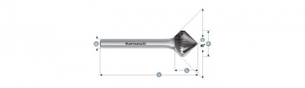 Karnasch Hartmetall-Frässtift unbeschichtet KSK/KSK d1= 16,0 / l2= 15 / d2= 6 / l1= 66mm Combi+Form, 114063100